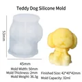 Teddy bear silicone mold with detailed dimensions and 3D yellow bear sample display - Teddy Dog Silicone Mold