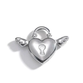 Pendentif cœur argenté poli avec des ailes délicates et un trou de serrure central - Argent-Serrure Coeur avec Ailes