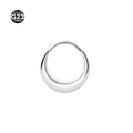 Macro detail of silver G23 titanium crescent-shaped seamless nose ring for piercings - Silver (Titanium)