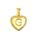 Polished gold heart pendant with engraved letter G and delicate beaded edges - Heart Initial G Pendant (SP151G-G)