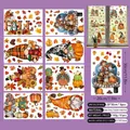 Set of 91 autumn window clings featuring maple leaves, pumpkins and gnomes for fall decor - Thanksgiving Turkeys & Gnomes 8-Sheet Set