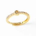 Adjustable gold plated crescent moon ring with sparkling zircon stones for women - Gold-C
