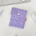 Light purple quilted storage bag with heart patterns and a white snap button closure - Heart Quilted Purple Sanitary Bag