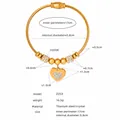 Detail view of gold titanium steel heart pendant bracelet with dimensions and magnetic clasp - Gold (Z253)