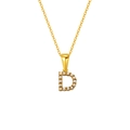 18K gold plated stainless steel necklace with pearl-encrusted letter D pendant - Letter D (S-P149-D)