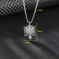 Collana con ciondolo aquila albanese in acciaio inossidabile argento con catena da 60 cm - Collana Con Pendente Aquila a Due Teste Argento