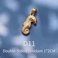 Detailed macro view of gold-plated seahorse pendant with scales and dimensions 1x2cm - Gold Seahorse (D11)