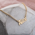 Custom gold 18k plated stainless steel Alice name necklace with refined O-chain link - alice / Gold