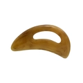 Amber resin gua sha tool with curved edge and central grip hole for body massage - Large / Bone Color