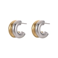 Boucles d'oreilles créoles en forme de C bicolores or et argent avec finition polie - Or et Argent