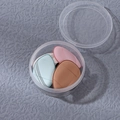 Mini fingertip cushion puffs in pink, blue, brown and white colors with clear round case - OPP Bag / 5 Pieces Pack