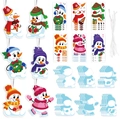 Dettaglio del set di adesivi natalizi pupazzo di neve con etichette e accessori creativi - Set di adesivi per carte fai-da-te Pupazzo di neve di Natale QS