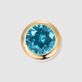 DIY round stainless steel pendant charm featuring a blue gemstone with gold plating - 6mm / December-Lake Blue (Steel Color)