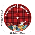 120cm Buffalo plaid Christmas tree skirt with Santa and reindeer cartoon prints - Reindeer Sleigh Plaid