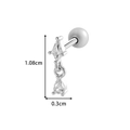 Silver stainless steel cartilage earring with sparkling zircon studs and ball back - Double Water Drop Zircon Style (2620-1#) / Silver
