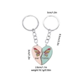 Detail showing magnetic heart keychains with butterfly design and product dimensions - Colorful Butterfly (D1383-4)