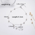 Collana in acciaio inossidabile argento con perle bianche e misure dettagliate mostrate - Collana Con Perle Argentate / Argento