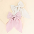 Set of two fabric bow hair clips in cream white and soft pink for children - Combination 3 (Beige/Pink Plain Set)