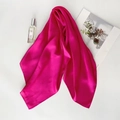 Elegant rose red square silk scarf with a smooth satin finish and premium texture - Magenta
