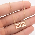 Golden 2012 year pendant necklace in gothic font with a fine link chain for women - 2012 / Gold