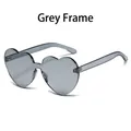 Fashion rimless heart-shaped sunglasses in grey tint frame for women street style - Gray