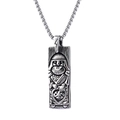 Vintage stainless steel Odin father god pendant necklace with embossed Nordic warrior design - Steel Color Without Chain (A0215)
