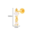 Golden heart chain piercing with square and teardrop zircon crystals 0.64cm height - 0194-4# Gold Square Teardrop Dangle