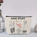 Detail der Canvas-Frisur-Zubehörtasche mit schwarzem Reißverschluss und Hair Stuff Print - Haar Accessoires Druck (jiayingljb07)