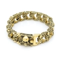 Pulsera punk de calavera para hombre en acabado dorado con cadena de eslabones - Estilo de Calavera Aceitada Dorada (KB149397-KJX)