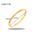Gold stainless steel bangle with geometric zigzag patterns and white micro-pave crystals - Gold Sawtooth Pattern Style (BR-201)