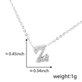 Silver letter Z necklace pendant with cubic zirconia, size 0.45 x 0.34 inch, 1g weight - Silver Letter-Z