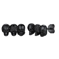 Gothic trio skull stud earrings in black S925 silver finish for Halloween fashion style - Black