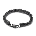 Minimalist black twisted rope chain bracelet with secure lobster clasp for men - 8mm-20cm / Black