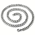 Collar de cadena cubana plateada con cierre de langosta dispuesto en espiral - Cadena Cubana Color Acero (5.0*55cm)