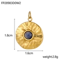 Bohemian gold-plated titanium steel round pendant with blue lapis stone and hammered texture - Lapis Blue