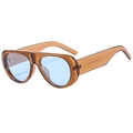 Retro oversized aviator zonnebril met amberkleurig montuur en blauwe glazen - Thee Frame Lichtblauwe Lenzen