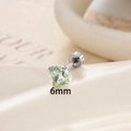 Silver stud earring with 6mm mint green zircon in a dragon claw setting for couples - 6mm Four-Prong Zircon Style (A807-4) / Single Piece