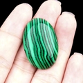 Oval natural green malachite gemstone cabochon with striped texture for DIY jewelry - Malachite (Synthetic)