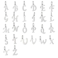 Set of 26 English letter pendants in silver stainless steel, alphabet charms A to Z - Steel Silver Set of 26