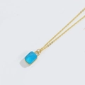 Collier doré minimaliste avec un pendentif rectangulaire en zircon bleu clair - Bleu Ciel