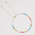 Rainbow gradient seed bead woven bracelet with adjustable cord for beach lovers - Rainbow Gradient Style (MI-B220140D) / Rainbow Gradient