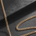 Primer plano del collar de cadena cubana de acero inoxidable dorado con acabado pulido - 3mm*60cm / Cadena Solo (Sin Colgante) / Cadena Solo (Dorado) / Dorado