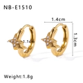 18K gold plated star hoop earrings with white zircon insets and 1.8g lightweight design - Star Zirconia Huggie (NB-E1510)