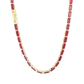 18K gold plated necklace with rectangular red zircons and folding clasp design - Gold Base Red Baguette Zircon (KN234323-KFC)