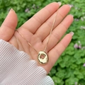 Minimalist 18K gold plated balloon bubble pendant necklace in glossy hollow round finish - Gold O