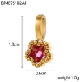 Detailed view of a gold star pendant with pink zircon stone measuring 1.3cm in height - BP48751B2A1 / Pink