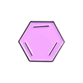 Macro shot of a pink hexagonal enamel brooch pin featuring black geometric relief lines - Pink Hexagon(xz2285)
