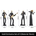 Modern resin jazz band quartet figurines in black and gold finish for office decor - Golden Band Quad