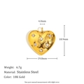 18K gold plated stainless steel heart pendant with hammered texture and white crystals - Zirconia Heart Pendant-Gold