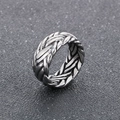 Anillo trenzado retro para hombre en acero inoxidable con acabado de plata antigua - US 8 / Color Acero (KR111747-KJX)